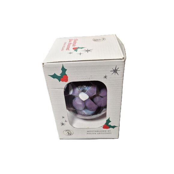 VTG Zorza Mouthblown Glass Ornament – Purple Iridescent 4" Poland Y2K Christmas - Picture 4 of 7